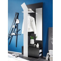 expendio Garderobe Smart, Kompaktgarderobe Kleiderstange und Spiegel 75x200x33 cm schwarz weiß schwarz