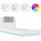 vidaXL Bettgestell mit Kopfteil und LED-Leuchten Weiß 90x200 cm