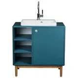 TOM TAILOR HOME Waschtisch COLOR BATH mit Waschbecken, Tür und offenem Regal - in schönen Farben, lackiertes MDF mit gerundeten Kanten - nur noch wenige Exemplare blau 80 cm x 80 cm x 50 cm