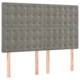 vidaXL Boxspringbett mit Matratze Hellgrau 140x200 cm Samt