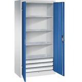 Californian Products CP Stahlschrank 8921-503 S10135 lichtgrau, enzianblau 93,0 x 50,0 x 195,0 cm, aufgebaut