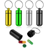 Sibba Pillendose Behälter Schlüsselanhänger Halter Tube 4 Stück Mini klein tragbar Medikamentenergänzungsflaschenhalter winzig wasserdicht wöchentliche Reisetasche Medikamenten-Organizer Stil B