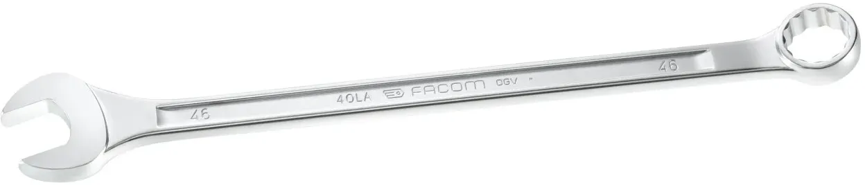 Extra-Langer Ring-Maulschlüssel 40-60mm von FACOM mit 15° abgeschrägten Köpfen, optimal für hohe Dre