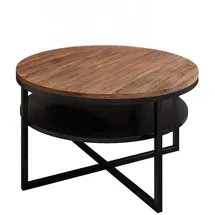 Lukmebel Couchtisch rund - CIRI-X runder - Beistelltisch rund - Kaffetisch - Industrial Deko - Deko Wohnzimmer - Kleiner Beistelltisch - Sofatisch - Kleiner Tisch - Schwarz/Stirling Eiche