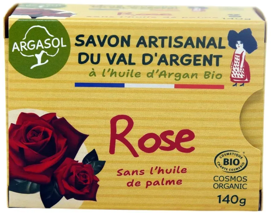 Argasol BIO-Rosenseife 140g – Handgemachte Naturseife, kaltverseift aus dem Elsass