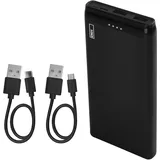 EMOS - ALPHA 10S Powerbank 10 000 mAh - externer Akku mit Passthrough - 2 USB-A-Ausgänge, 1 micro-USB-Eingang - inkl. 2 USB-Datenkabel - auto ON/OFF - für iPhone, iPad, Smartphone, Tablet - schwarz