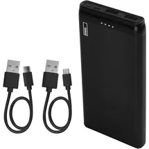 EMOS - ALPHA 10S Powerbank 10 000 mAh - externer Akku mit Passthrough - 2 USB-A-Ausgänge, 1 micro-USB-Eingang - inkl. 2 USB-Datenkabel - auto ON/OFF - für iPhone, iPad, Smartphone, Tablet - schwarz