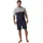 LE JOGGER LE JOGGER, Pyjama in grau-meliert-navy, | Gr. 48/50 (M), bunt (grau, meliert, navy), Jersey, Obermaterial: 100% Baumwolle, unifarben, Basic, bequem kurz, Rundhals, Kurzarm abgesteppte Kante, Homewear-Sets, Schlafanzug mit Colorblock