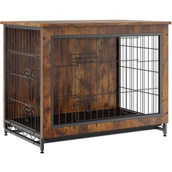 VEVOR Hundekäfig 83x56x64cm Hundebox aus P2 und Q195 Vintage Beistelltisch Drahtkäfig Haustierkäfig mit 2 Türen, Auffangschale & Kissen Hundebox im Möbelstil Hundegitterbox