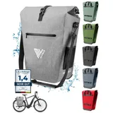 MIVELO Fahrradtasche Gepäckträgertasche wasserdicht 100% PVC frei + Laptopfach + Schultergurt + Fahrrad Tasche für Gepäckträger 1 STK grau