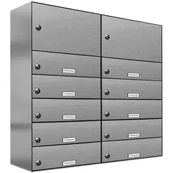 AL Briefkastensysteme 10 Fächer Premium Edelstahl Durchwurf Briefkasten Anlage für Post Post A4, modern, robust, wetterfest, Artikelnummer 132V10DZ2KS