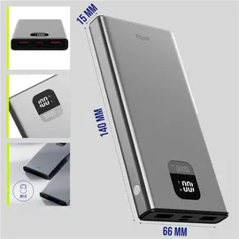 allity APB-100 Powerbank 10000 mAh Quick Charge, USB PD LiPo USB-C®, USB-A Grau
