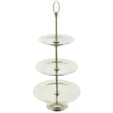 Frank Flechtwaren Etagere Maison, groß 3 Stöckig, Metall Etagere Silber Obst Etagere, Dekorativer Hingucker