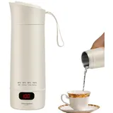 SKIKHN Reise Wasserkocher Klein,400ML Reisewasserkocher,Mini Tragbarer Elektrische Wassertasse 300W Schnellkoch,4 Einstellbare Temperaturstufen,304 Stainless Steel Liner,für Tee,Kaffee,Babymilch