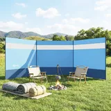 Outsunny Windschutz 440 x 140 cm Blau Polyester 2 St.