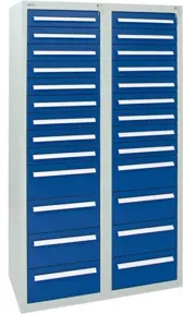 Stumpf Schubladenschrank Serie T-100/35-4, 26 Schubladen enzianblau (18x100, 8x200mm)