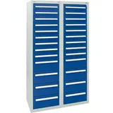 Stumpf Schubladenschrank Serie T-100/35-4, 26 Schubladen enzianblau (18x100, 8x200mm)