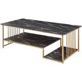 [en.casa] Couchtisch Klibro 120x60x42 cm Marmoroptik, schwarz/Goldfarben