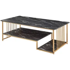 [en.casa] Couchtisch Klibro 120x60x42 cm Marmoroptik, schwarz/Goldfarben