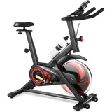 ANCHEER Heimtrainer Fahrrad für zuhause Ergometer Heimtrainer 15kg Schwungrad Heimtrainer Fahrrad 150 kg Belastbar Hometrainer Fahrrad Verstellbare für Kardio Training Zu Hause (Rot)