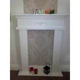 Wolkenstube Kaminumrandung weiß 12cm Tiefe, Dekokamin, Handarbeit, Kaminkonsole, Kaminsims