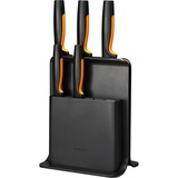 Fiskars Functional Form Plastic knife block 5 Messern, Inklusive Gemüsemesser, Tomatenmesser, Santoku Kochmesser, Kochmesser und Brotmesser, Kunststoff, Schwarz, 1057554