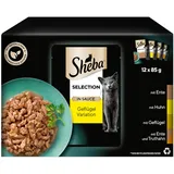 Sheba Selection in Sauce Katzennahrung – Katzenfutter in 48 Portionsbeuteln – Geflügel Variation in Sauce für ausgewachsene Katzen – 4er Pack (4 x 12 Portionsbeutel à 85g)