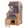 Mr. Deko bene,iving Strandkorb Komplettset Ammersee Single Teak Bullauge PE shell Modell 551 inkl. Liftersystem Schutzhülle Doppelrollen Glasbecherhalter