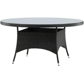 VCM Volta Esstisch Ø150cm Schwarz, Metall, Kunststoff, Glas, rund, rund, 150x74x150 cm, Gartenmöbel, Gartentische, Gartentische