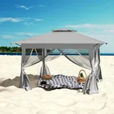 NAIZY 4x4 m Pop-Up Faltpavillon, Schnellaufbau mit Ein-Knopf, Doppeldach & Belüftung, Moskitonetz, wasserdicht & UV-beständig, mit Seitenteilen, ...