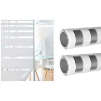 Klemmfix 2er Set Fensterfolie selbsthaftend Streifen LxB 200x67 cm Sichtschutzfolie Anti-UV statische Haftung Folie selbstklebend, 201916000-2