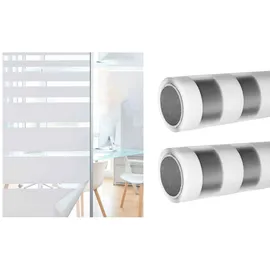 Klemmfix 2er Set Fensterfolie selbsthaftend Streifen LxB 200x67 cm Sichtschutzfolie Anti-UV statische Haftung Folie selbstklebend, 201916000-2