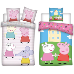 Kinderbettwäsche Peppa Pig - 2 x Kinder-Bettwäsche für Mädchen, 135x200 & 80x80 cm, Peppa Pig, 100% Baumwolle