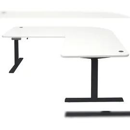 Mendler Eckschreibtisch HWC-D40 Schwarz / Weiß