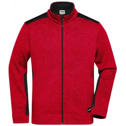 Strick Fleece Jacke "JN862" - 3XL - red-melange/black