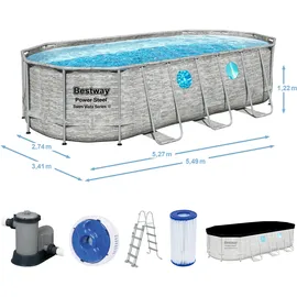 BESTWAY Power Steel Swim Vista Series Set 549 x 274 x 122 cm steinwandoptik inkl. Filterpumpe