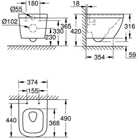 Grohe Euro Keramik Wand-Tiefspül-WC (39206000)