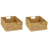 2er-Set Regal Korb für Halbes Fach im Kallax Regal/Wasserhyazinthe Natur Faltkorb Flechtkorb Regalbox Storage Box Aufbewahrungskorb Schrankkorb sehr stabil 31 x 34 x 15 cm