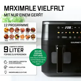 GOURMETmaxx Doppelkammer Heißluftfritteuse 2 x 4,5 l schwarz