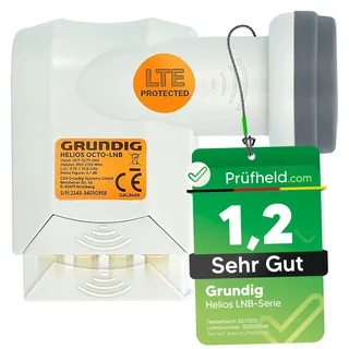 [ Test SEHR GUT, Note 1.2 *] GSS Helios Octo LNB + 16x F-Stecker, mit LTE Abschirmung & SunProtect Schutz, Digital 8-Fach 4K HD LMB für 8 Teilnehmer, für Fernseher Sat Receiver, 8fach LNC für Sat