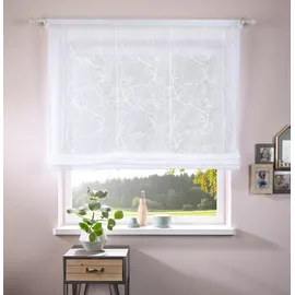 OTTO home Raffrollo OTTO HOME "Adele" Gr. 2, weiß, B:60cm H:130cm, Voile, Obermaterial: 100% Polyester, Raffrollos, mit Stickerei