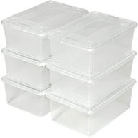 tectake Schuhbox mit Deckel stapelbar transparent Aufbewahrungsbox | 33x23x12cm | - Diverse Mengen - (1x 6er Set | Nr. 401685)