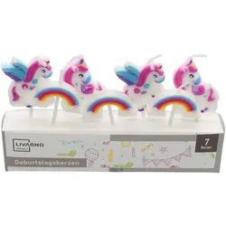 Livarno Geburtstagskerzen Einhörner 7-teilig Kuchen-Dekoration Überraschung B...