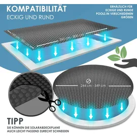 Kesser KESSER® Pool Solarabdeckplane Solarfolie Stärke 120μm Solarabdeckung Solarplane zuschneidbar Poolsolarplane Solar Folie inkl. 1x Lochzange | 12x Ösen Poolheizung für Wassererwärmung Wärmeplane