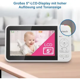 Vtech VM924 Video-Babyphone mit Kamera 5" LCD Display, 31 Stunden Batterielaufzeit Nachtsicht 300 Meter Reichweite Pan-Tilt-Zoom Schlaflieder Beruhi...
