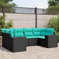vidaXL Gartensofa-Set 6-tlg. schwarz