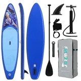 FunWater Stand up paddle Board, SUP Board Set, Stand up Paddle Board,SUP paddle Board,Handpumpe,350x83x15cm, bis150kg - Blau