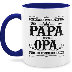 Shirtracer Tasse Ich habe zwei Titel Papa und Opa, Keramik, Geschenk Vatertag Kaffeetasse blau