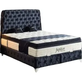 Villa Möbel JUPITER Polsterbett 100x200 - Farbe: Hellgrau - Set: Bettkasten-Kopfteil - Hellgrau