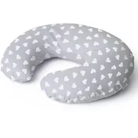 Niimo Stillkissen klein - Stillhörnchen mit 100% Baumwollbezug & geräuschlose Füllung - Weicher & waschbarer Stillkissen Mond für unterwegs & Zuhause (Grau mit weißen Herzchen)